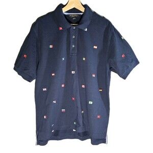 Brooks Brothers Polo Shirt L Slim Fit National Flags Embroidered